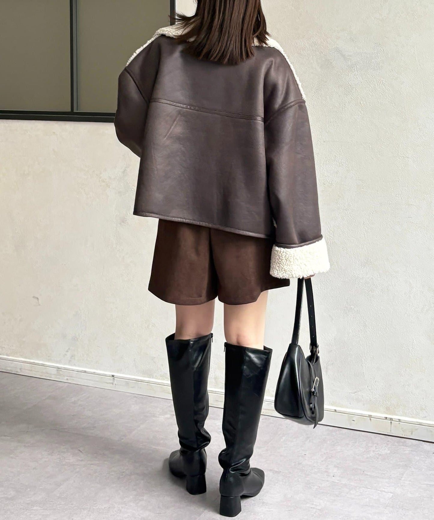 仿麂皮褶皺中褲