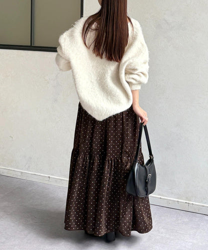 波點天鵝絨層疊半身裙
