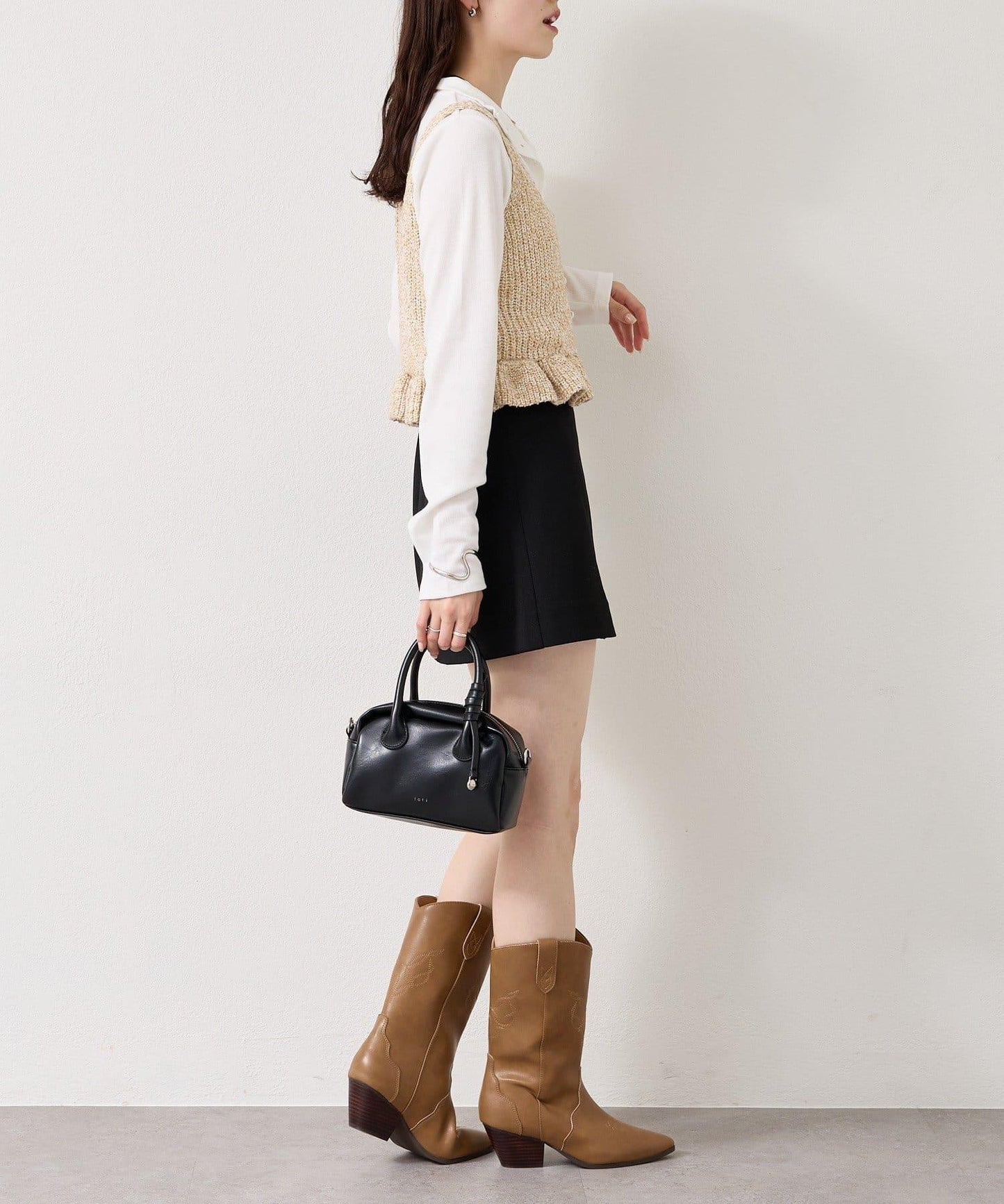 混色針織荷葉邊背心