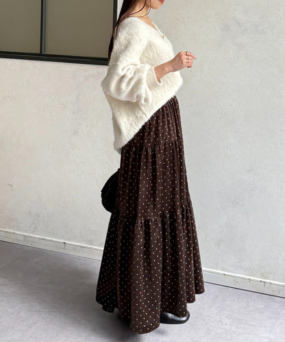 波點天鵝絨層疊半身裙