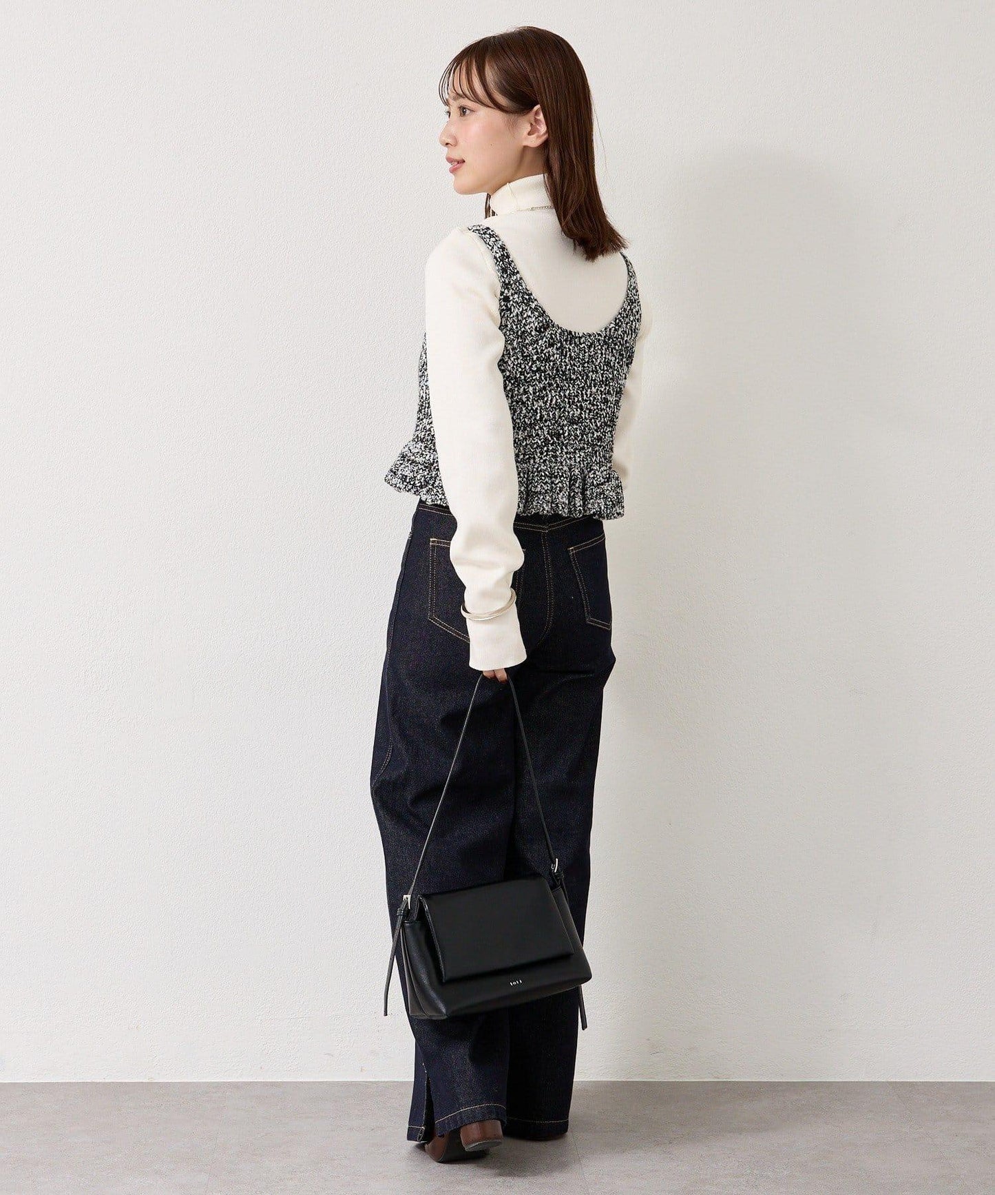 混色針織荷葉邊背心