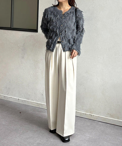 金色紐扣羽毛針織開衫