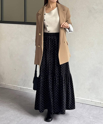 波點天鵝絨層疊半身裙