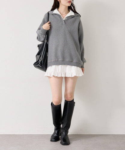 衛衣風格亨利領針織衫