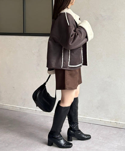 仿麂皮褶皺中褲