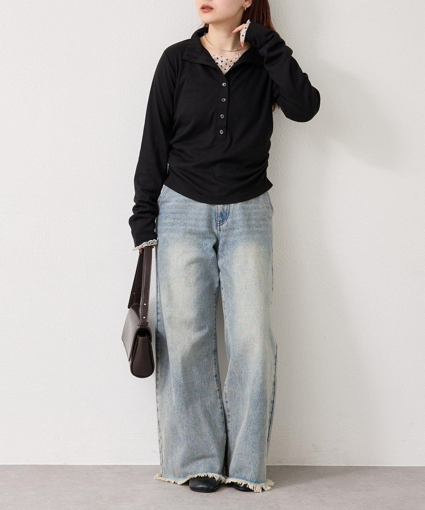 羅紋亨利領套頭衫