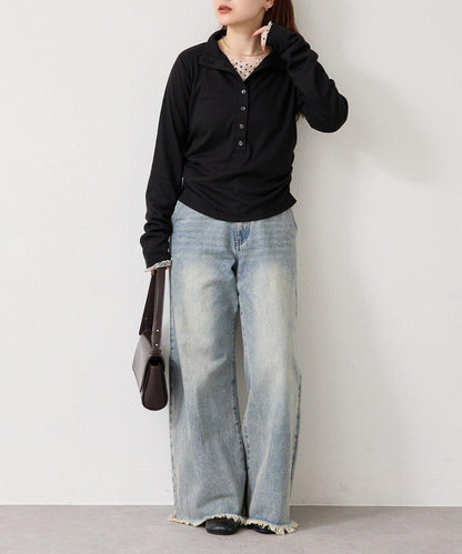 羅紋亨利領套頭衫