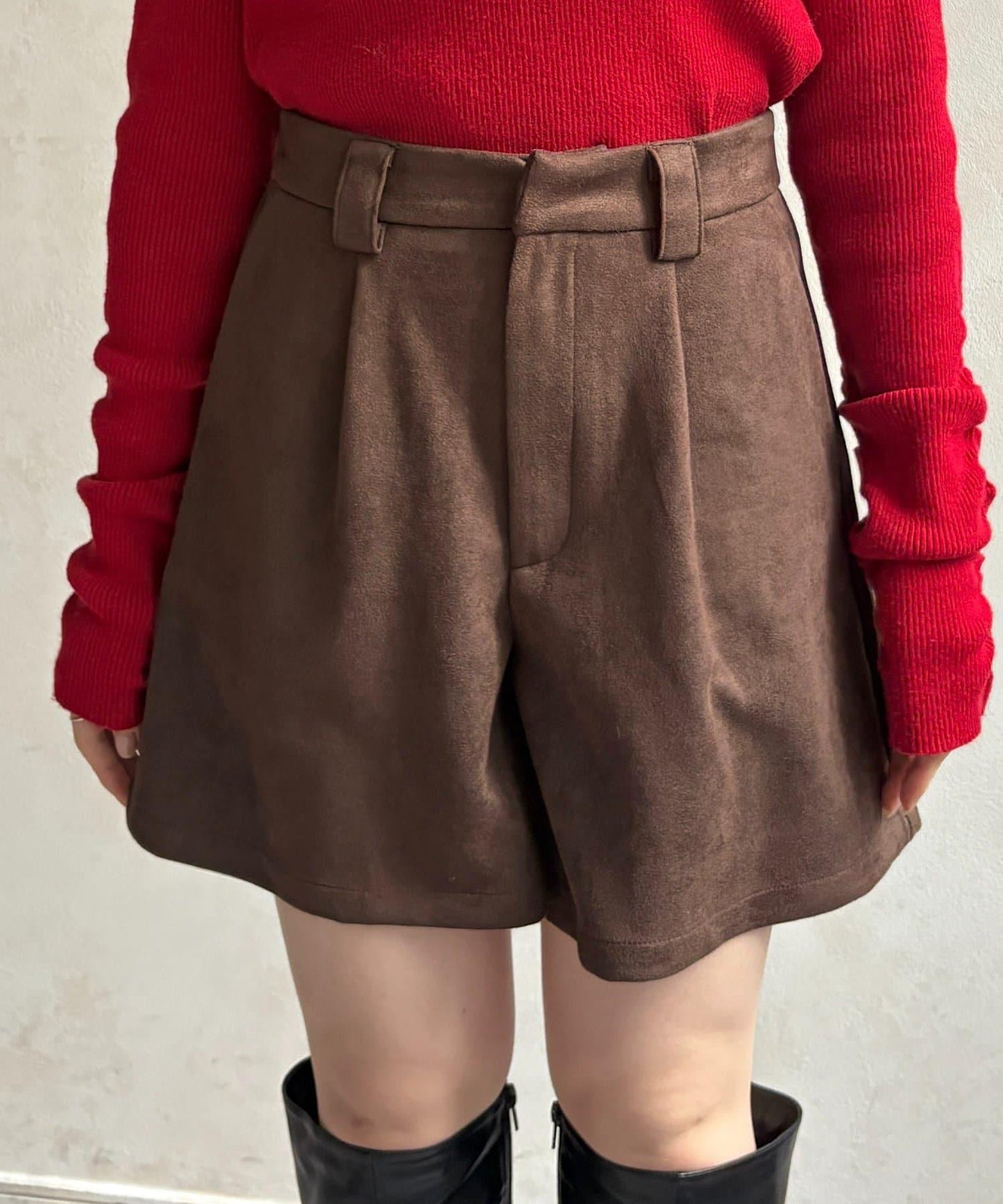 仿麂皮褶皺中褲