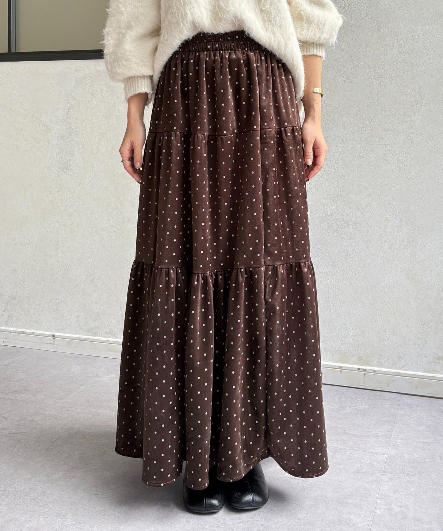 波點天鵝絨層疊半身裙