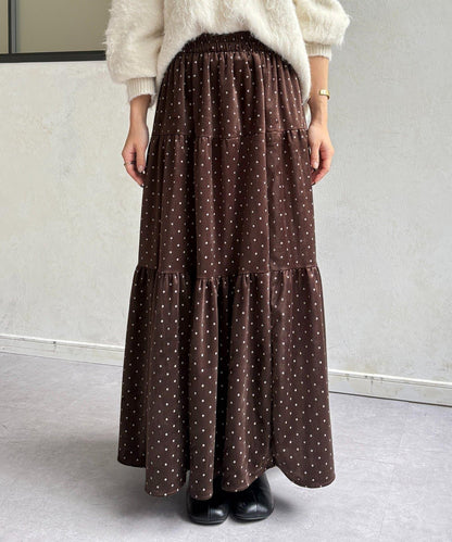 波點天鵝絨層疊半身裙