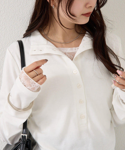 羅紋亨利領套頭衫