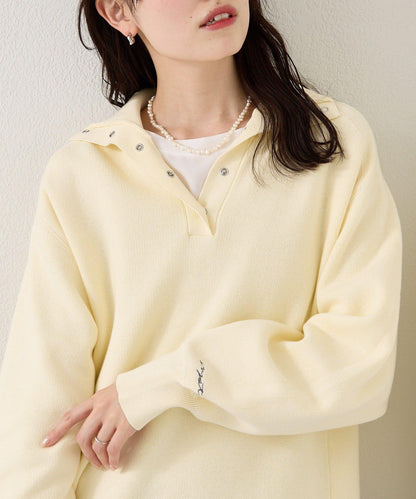 衛衣風格亨利領針織衫