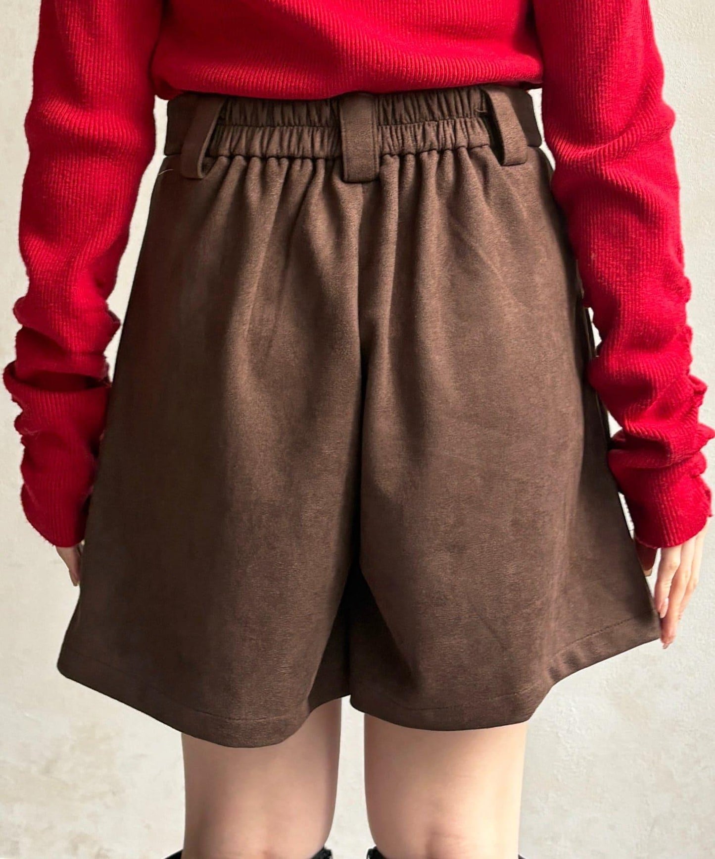 仿麂皮褶皺中褲