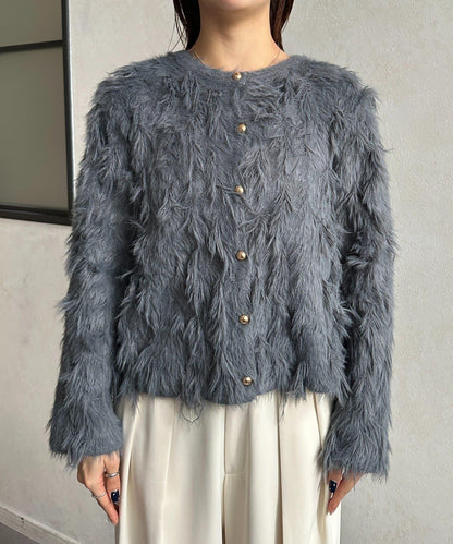 金色紐扣羽毛針織開衫