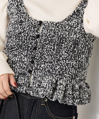 混色針織荷葉邊背心