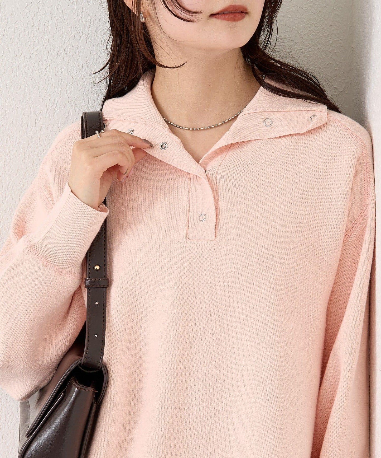 衛衣風格亨利領針織衫