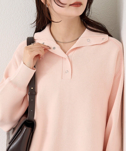 衛衣風格亨利領針織衫