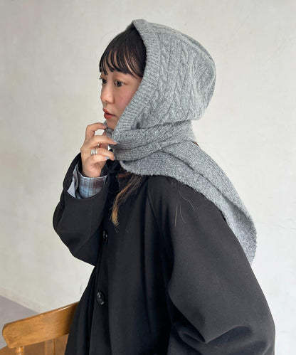 連帽針織圍巾