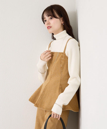 荷葉邊牛仔吊帶上衣