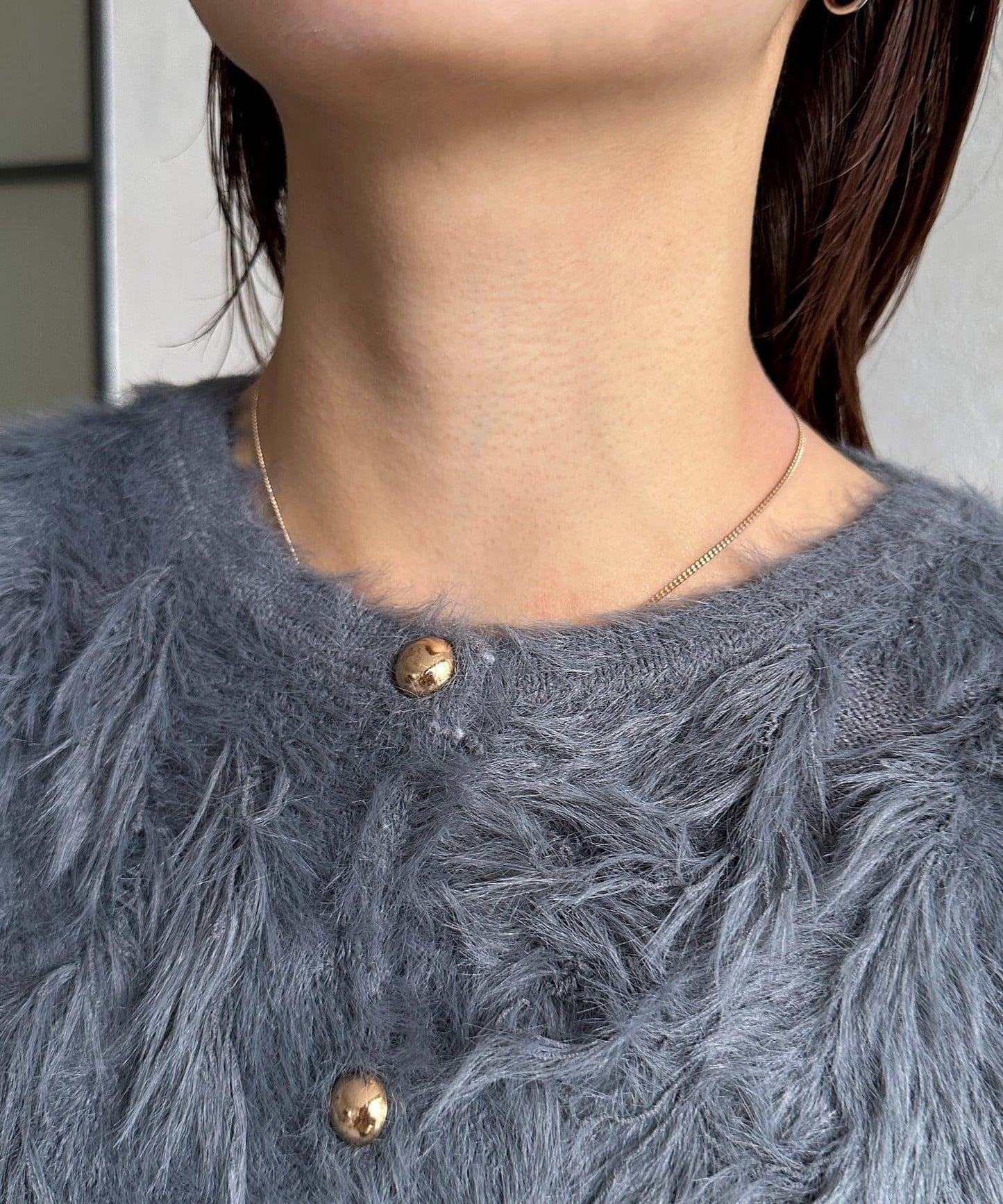 金色紐扣羽毛針織開衫