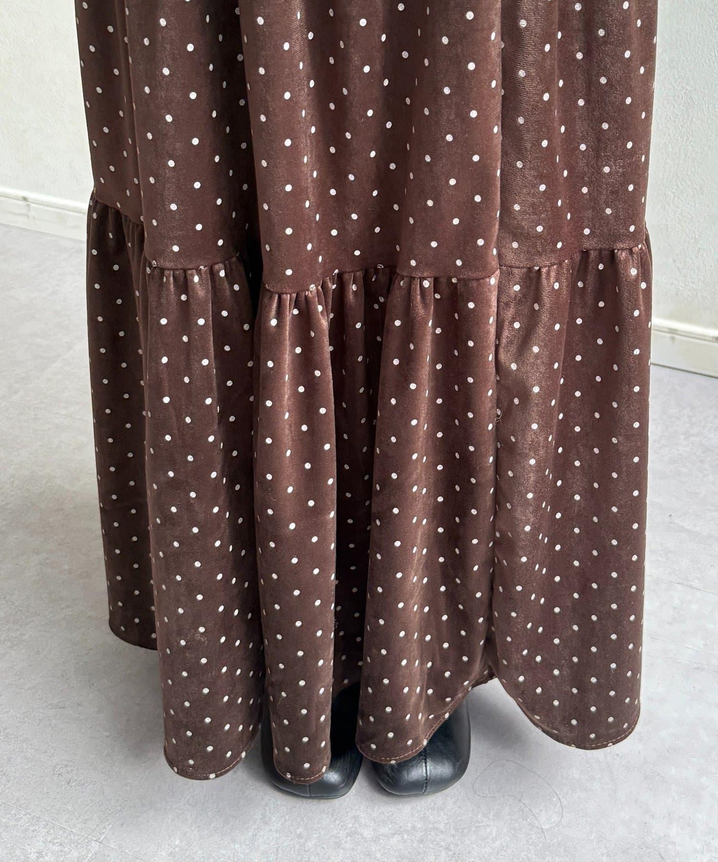 波點天鵝絨層疊半身裙