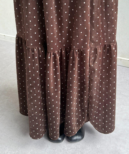 波點天鵝絨層疊半身裙