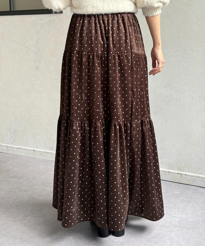 波點天鵝絨層疊半身裙