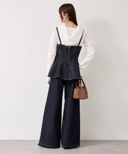下襬開叉喇叭牛仔褲