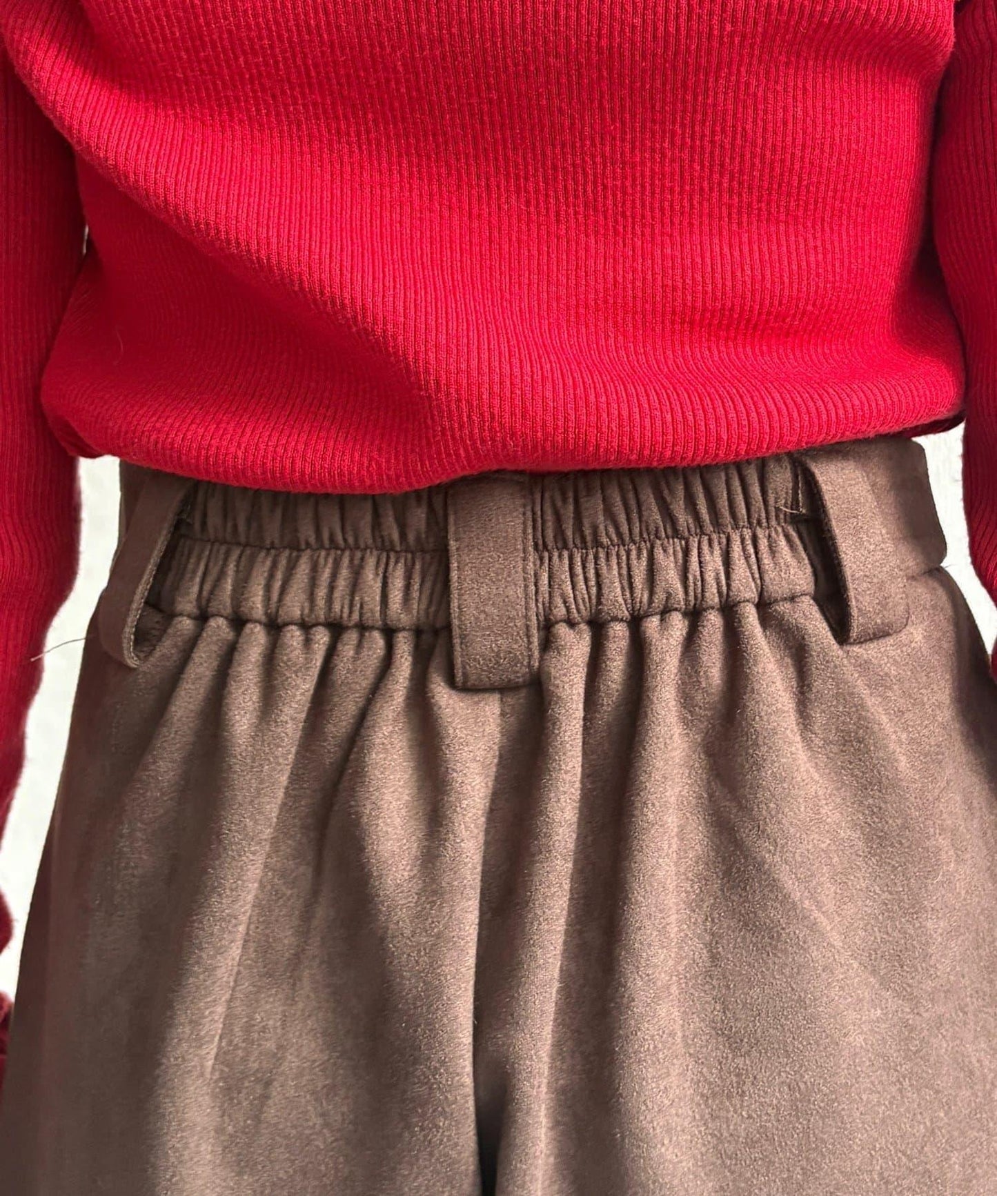 仿麂皮褶皺中褲