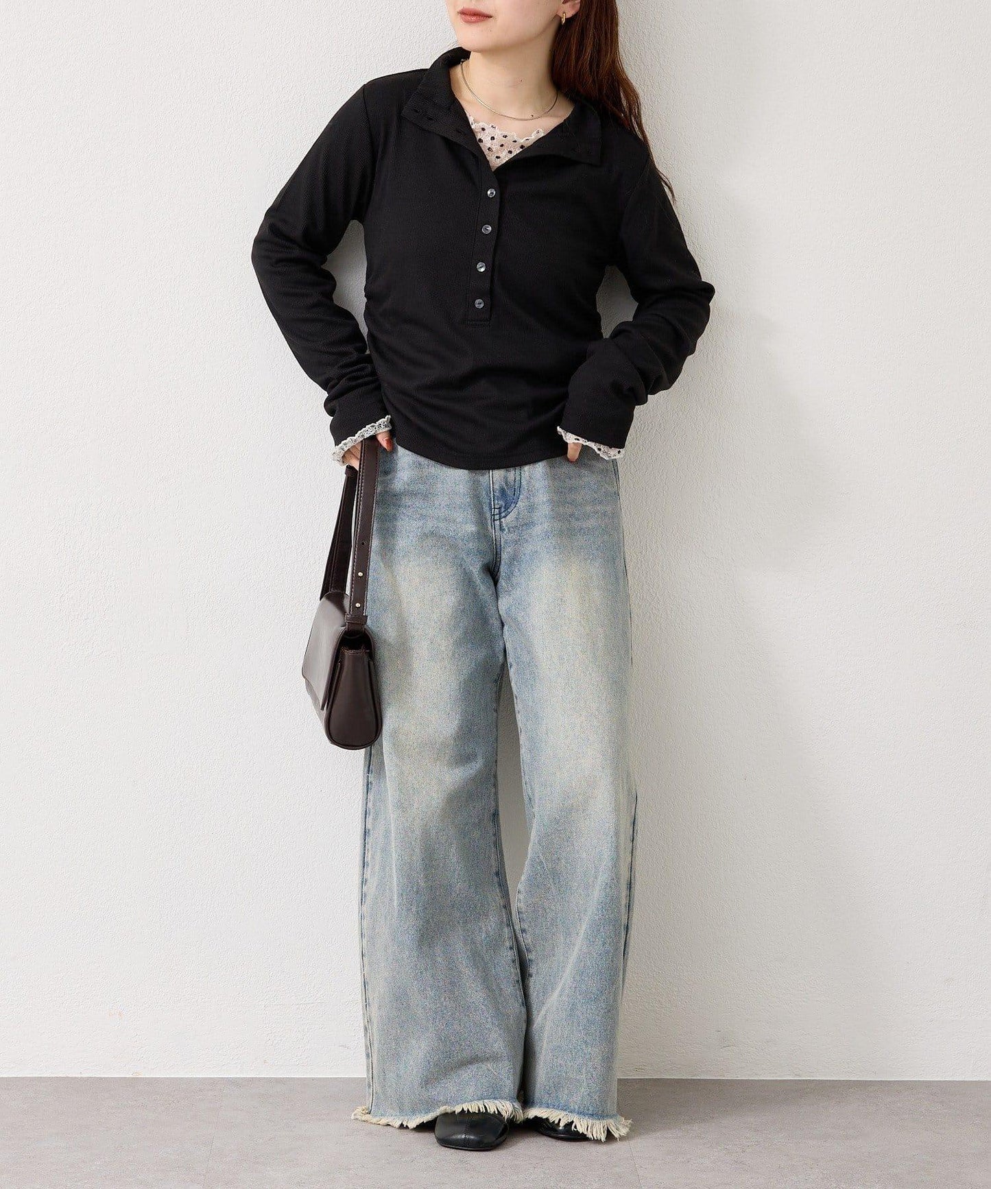 羅紋亨利領套頭衫