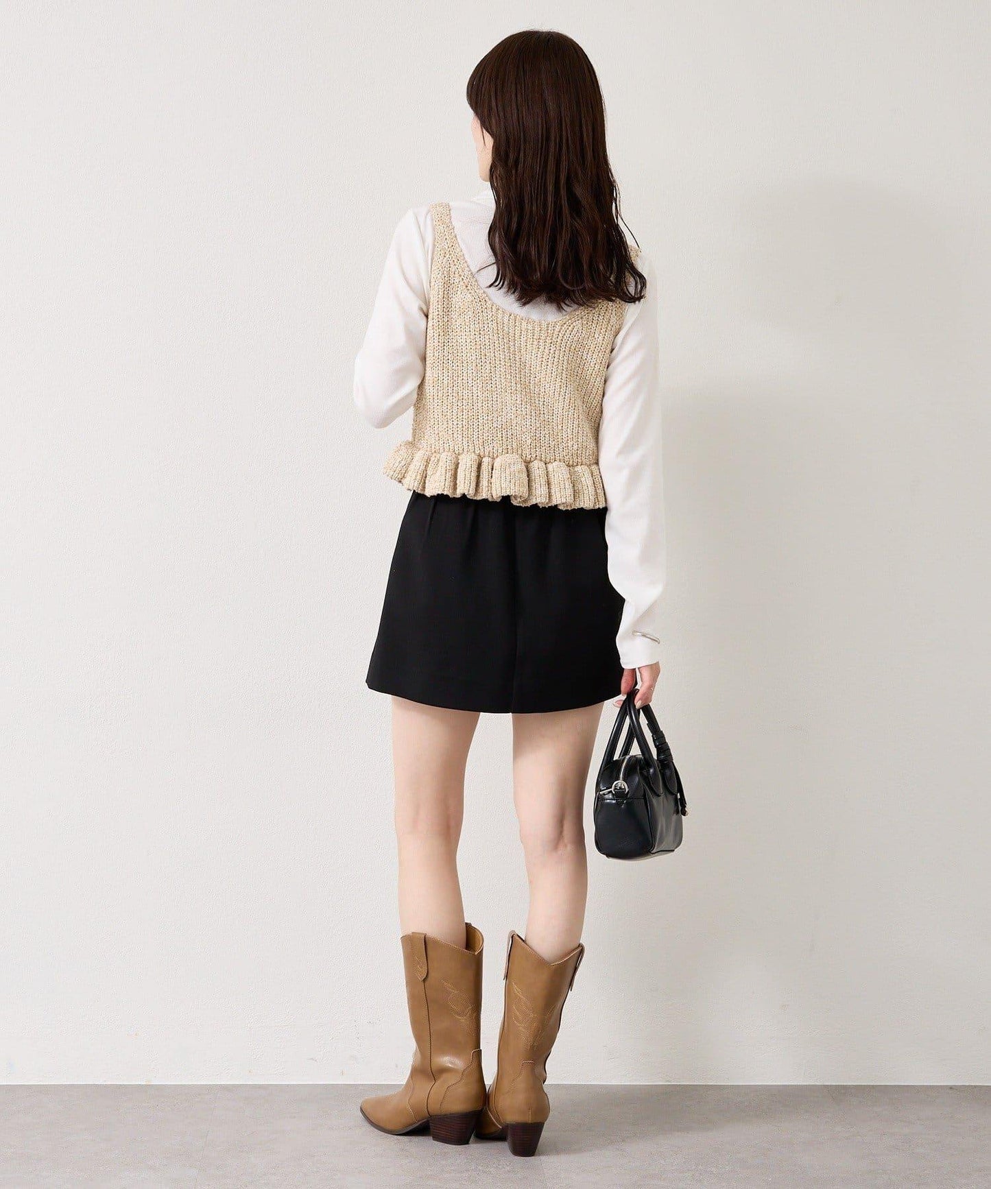 混色針織荷葉邊背心