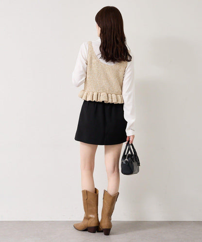 混色針織荷葉邊背心