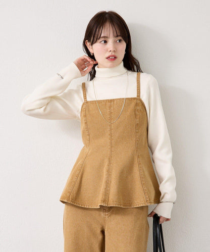 荷葉邊牛仔吊帶上衣