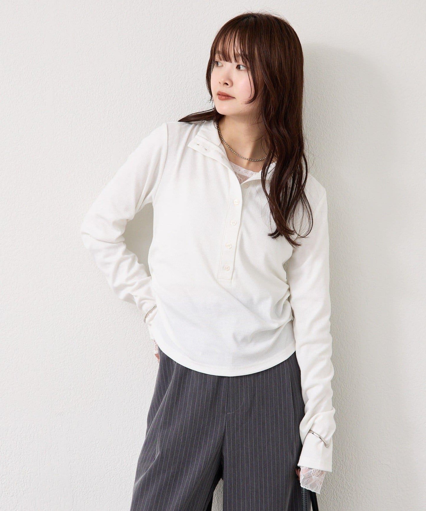 羅紋亨利領套頭衫