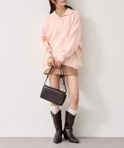 衛衣風格亨利領針織衫