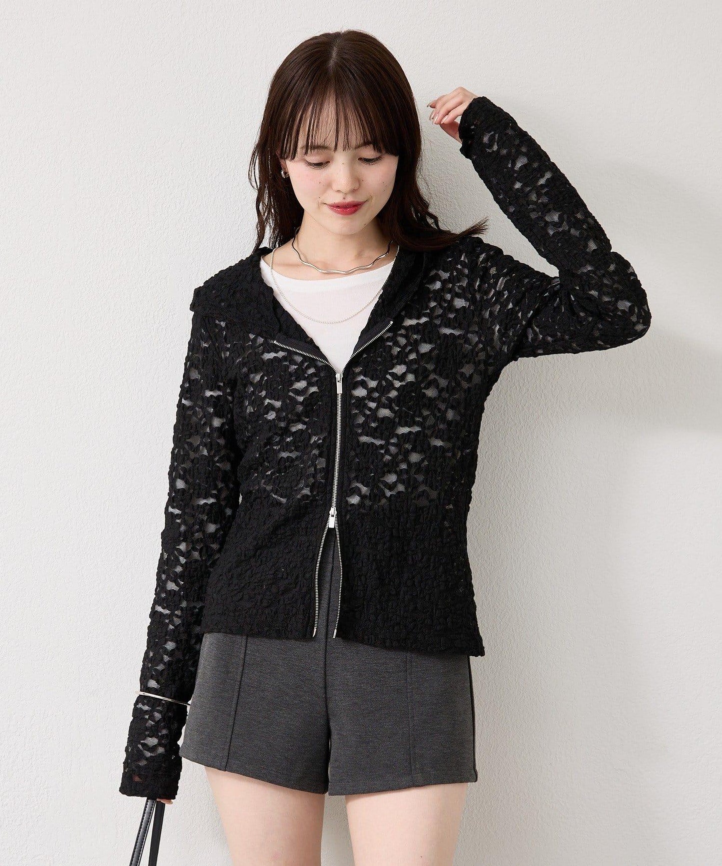 蕾絲連帽衛衣