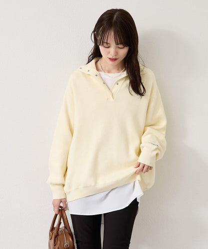 衛衣風格亨利領針織衫