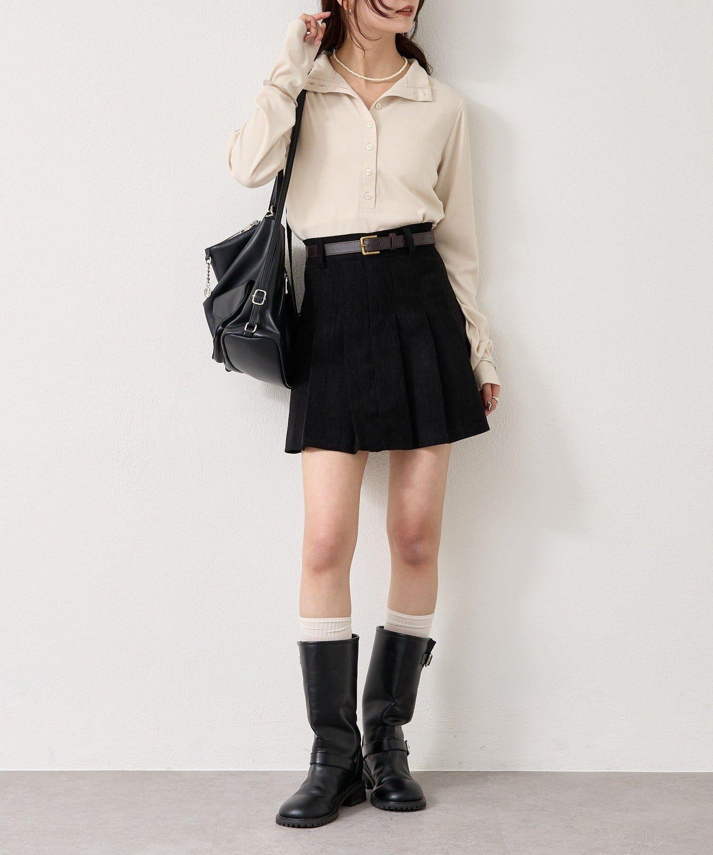 羅紋亨利領套頭衫