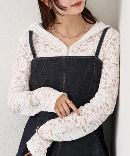 荷葉邊牛仔吊帶上衣