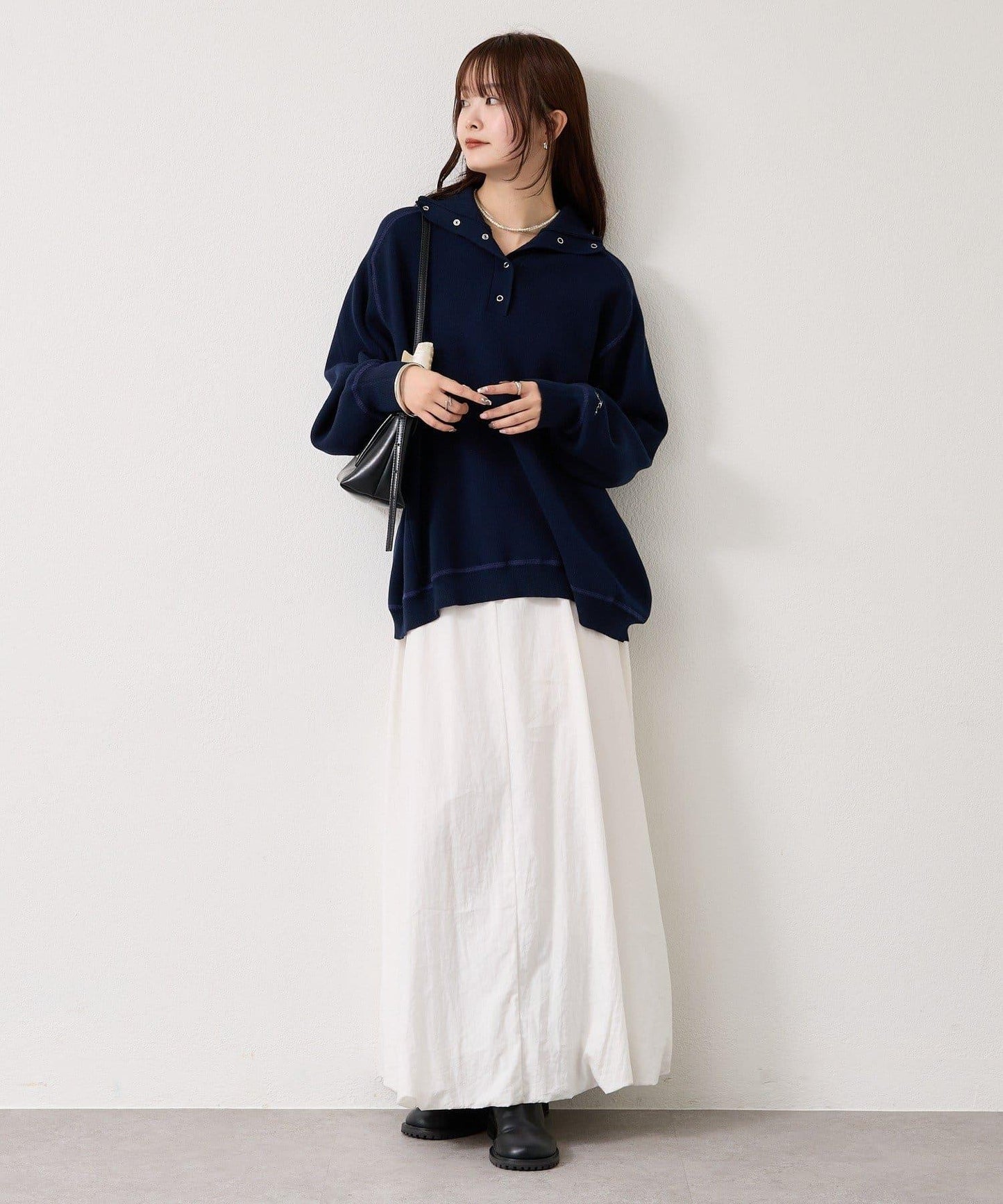 衛衣風格亨利領針織衫