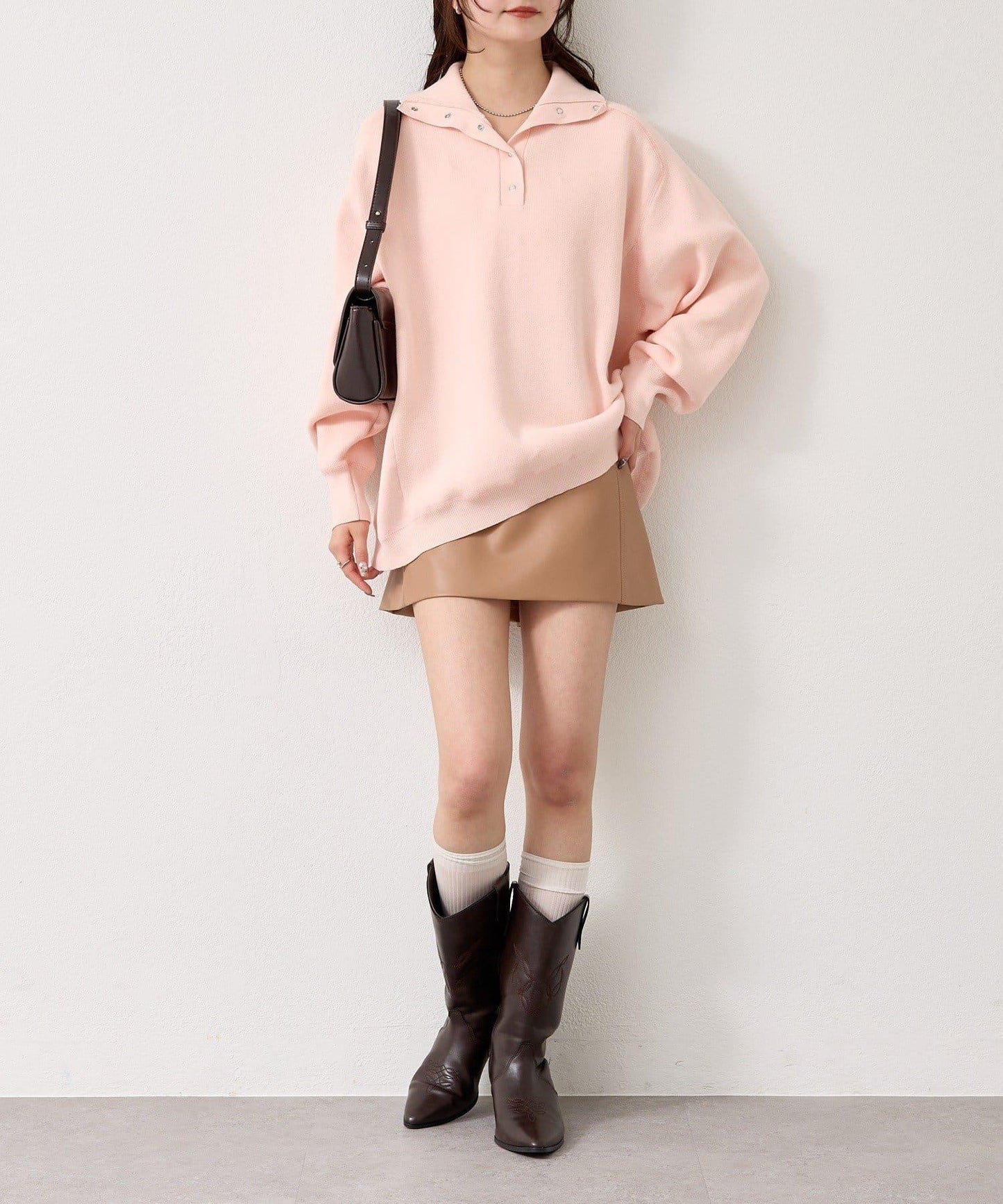 衛衣風格亨利領針織衫