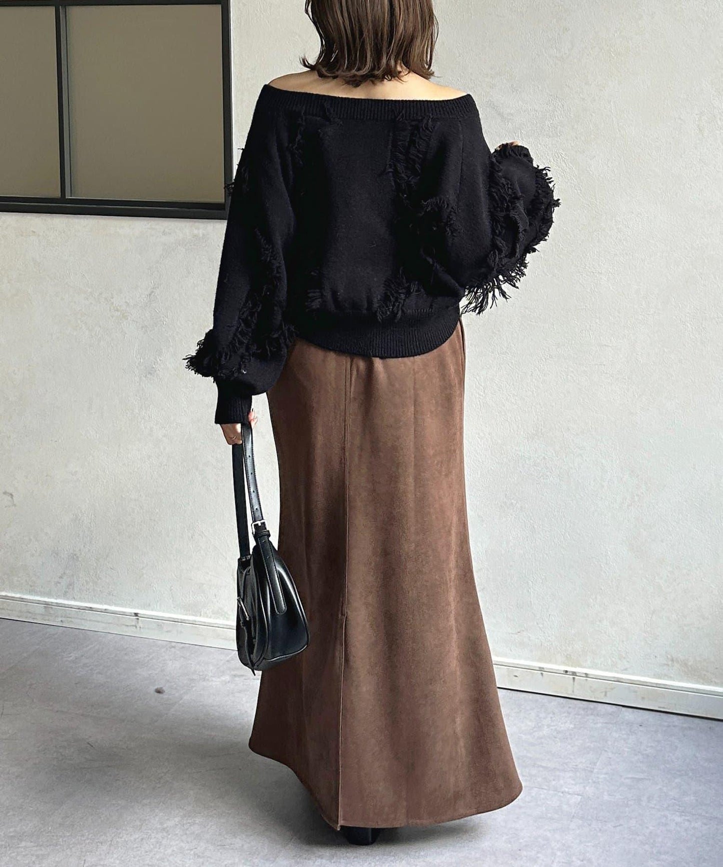 波浪流蘇短款針織衫