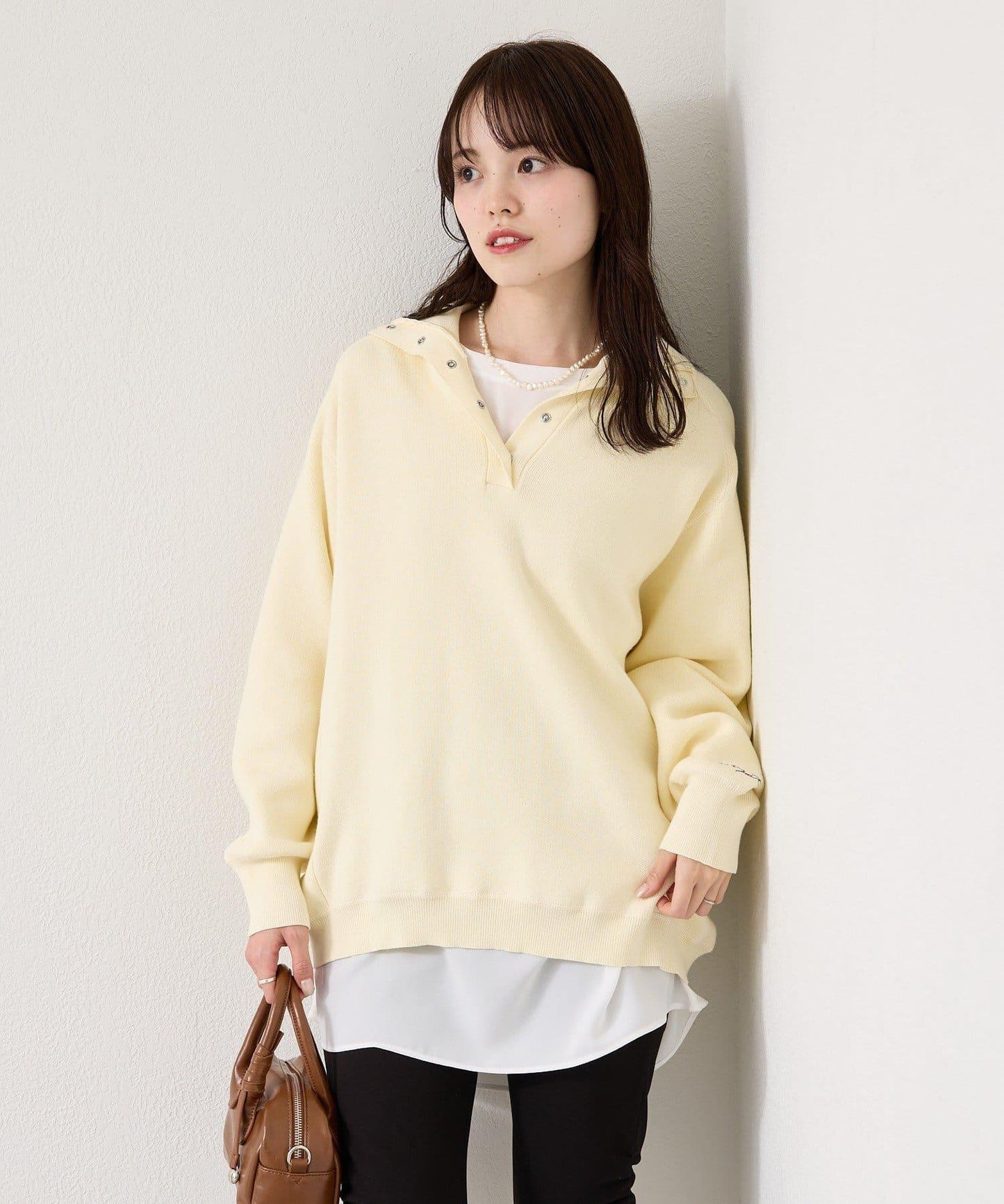 衛衣風格亨利領針織衫