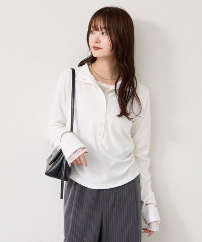 羅紋亨利領套頭衫