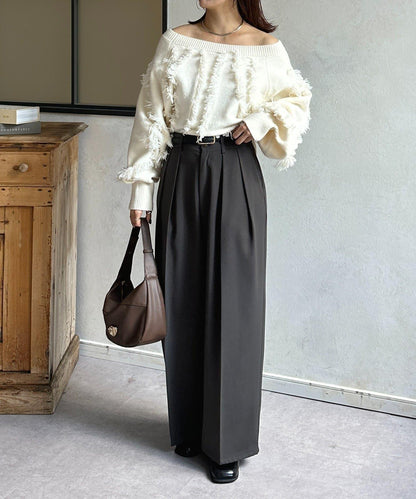 波浪流蘇短款針織衫