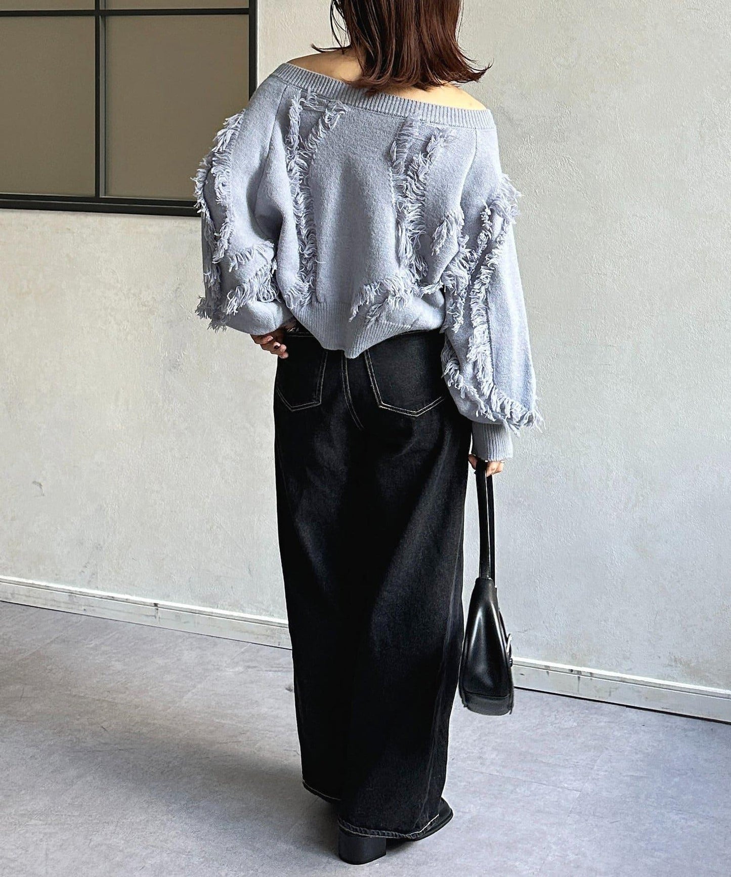 波浪流蘇短款針織衫