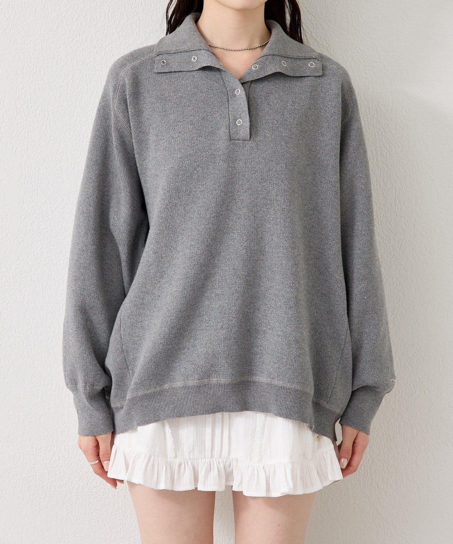 衛衣風格亨利領針織衫