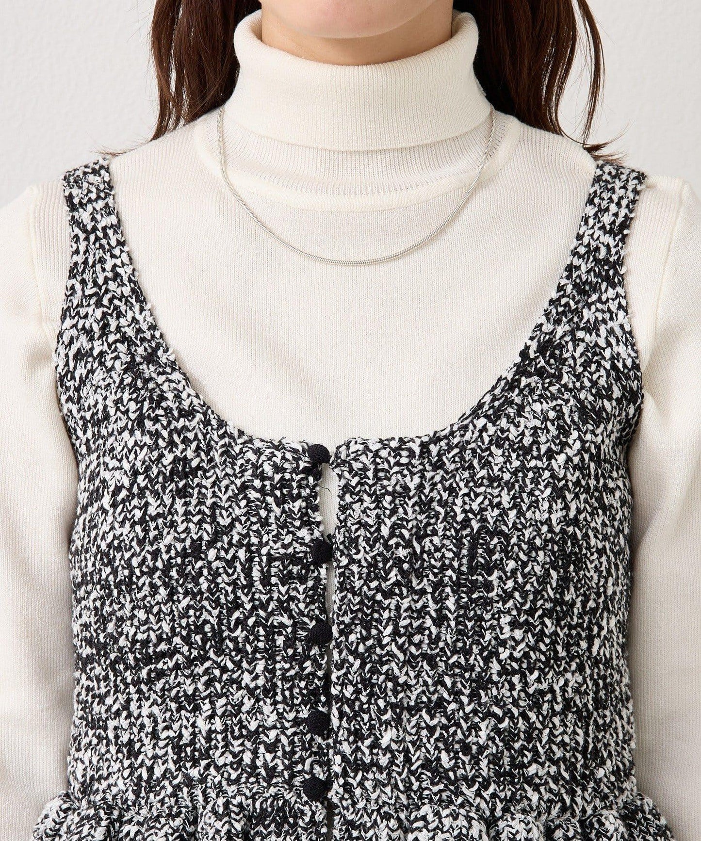 混色針織荷葉邊背心