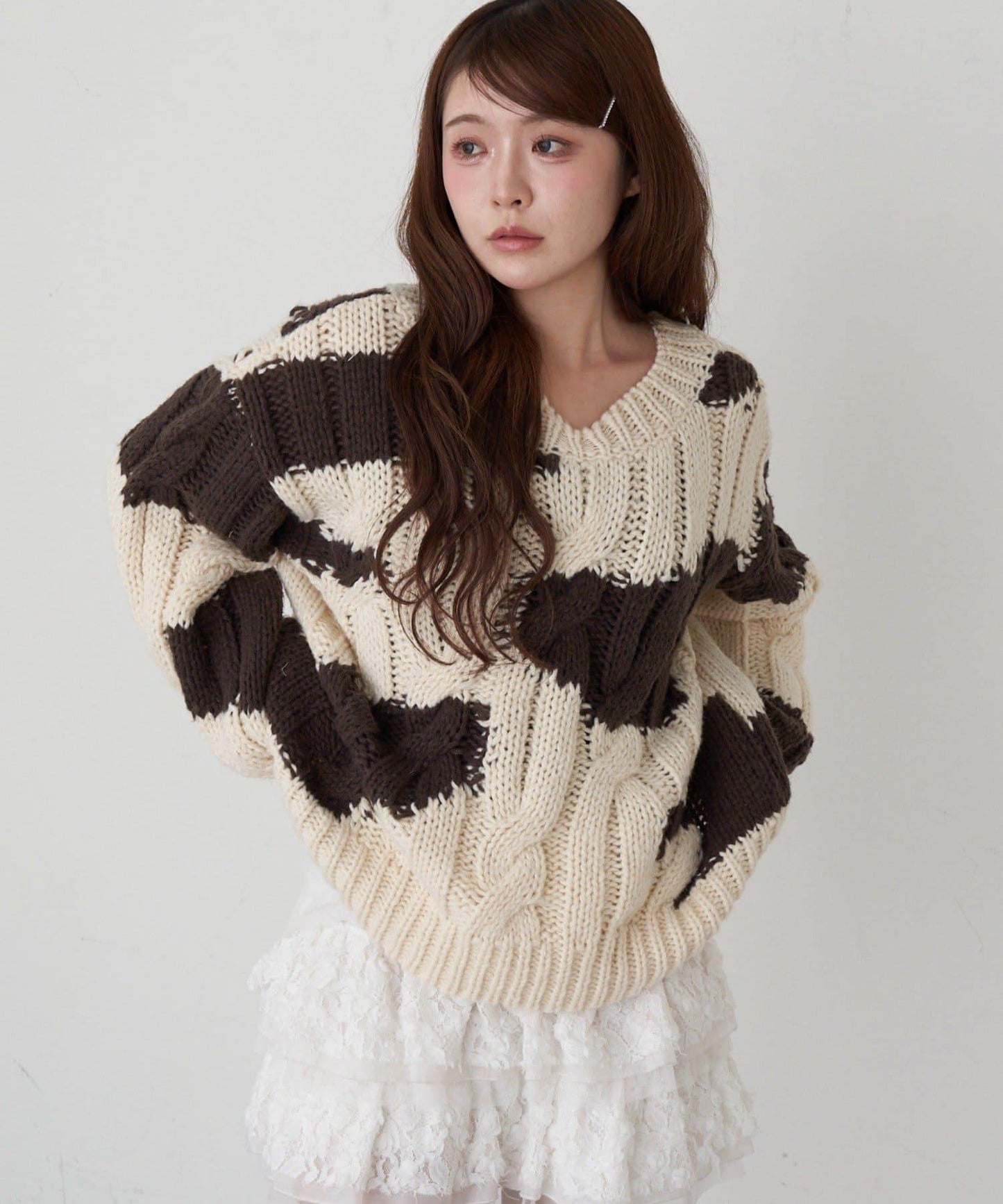 麻花寬鬆針織衫