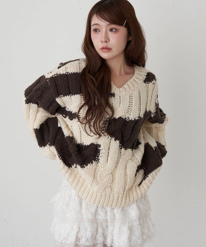 麻花寬鬆針織衫